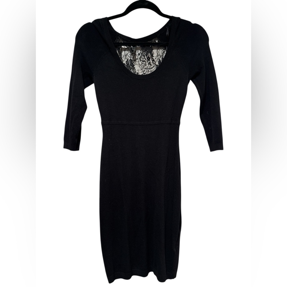 Guess Black Bodycon Long Sleeve Sheath Dress w/Black lace on Back